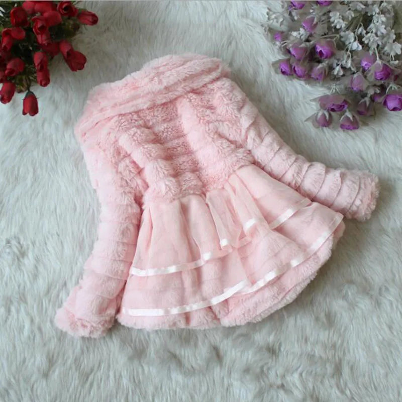 Thick Warm Infant Jacket – Leopard Print with Fur Collar