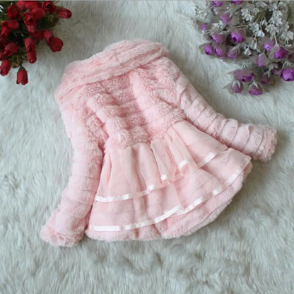 Thick Warm Infant Jacket – Leopard Print with Fur Collar