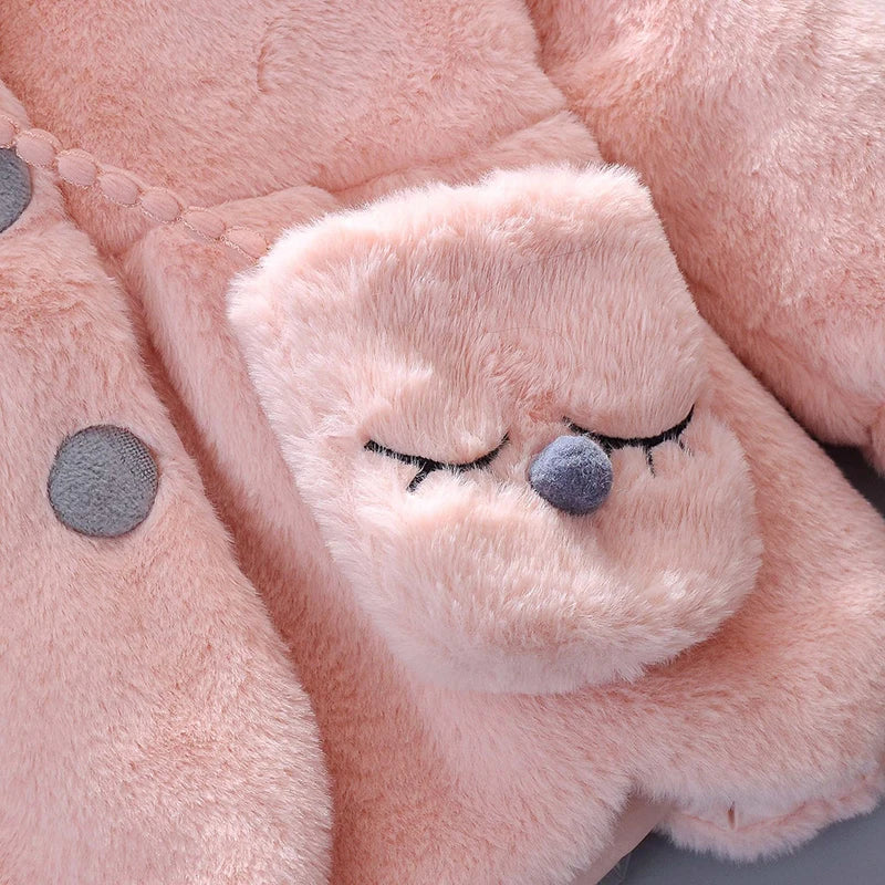 Girls’ Autumn/Winter Plush Hooded Jacket