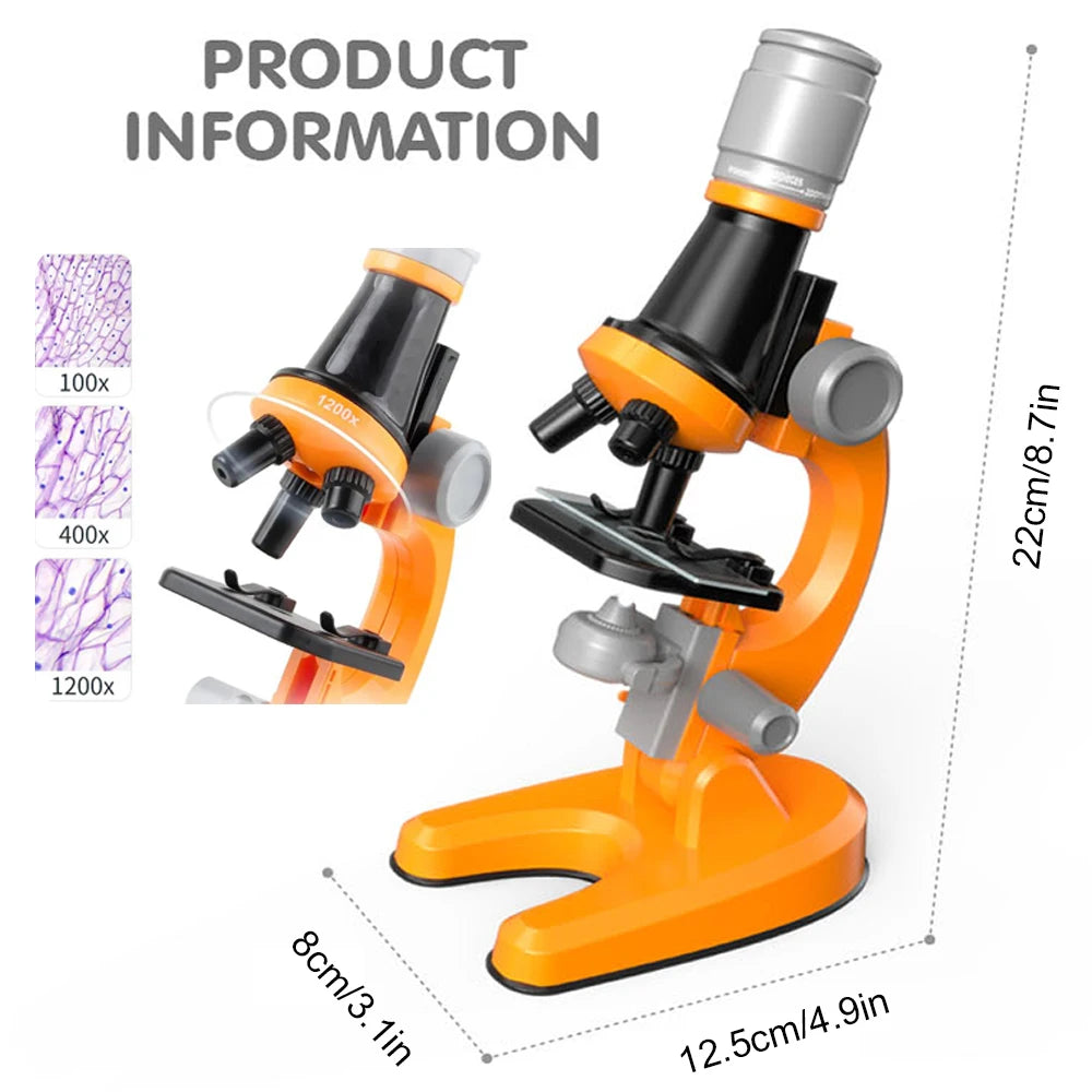 Zoom Children Microscope – LED 1200x Biology Lab Science Kit for Kids