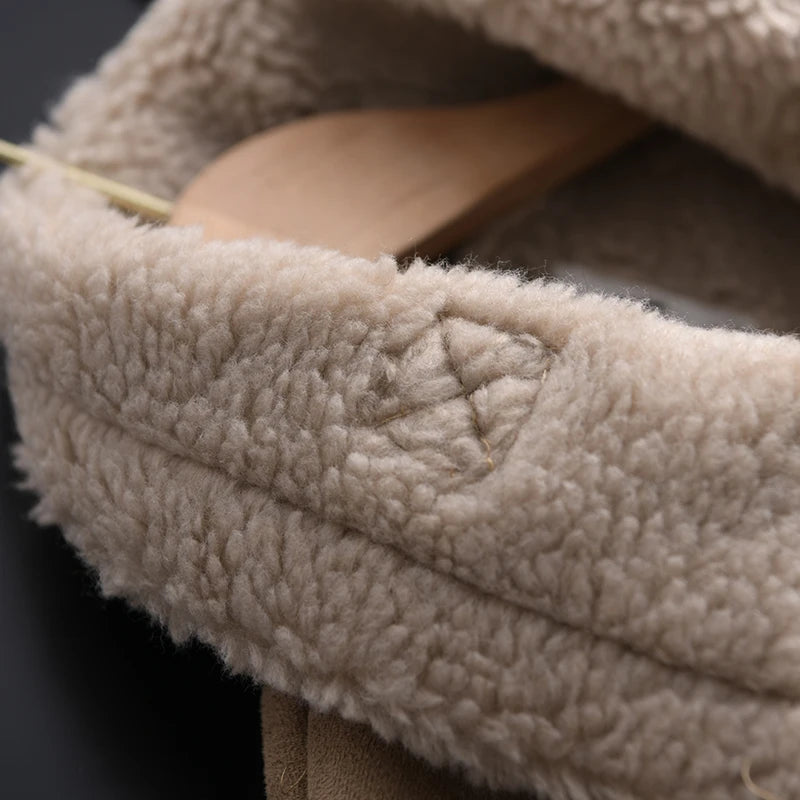 Women's Faux Shearling Suede Biker Jacket – Warm Winter Coat