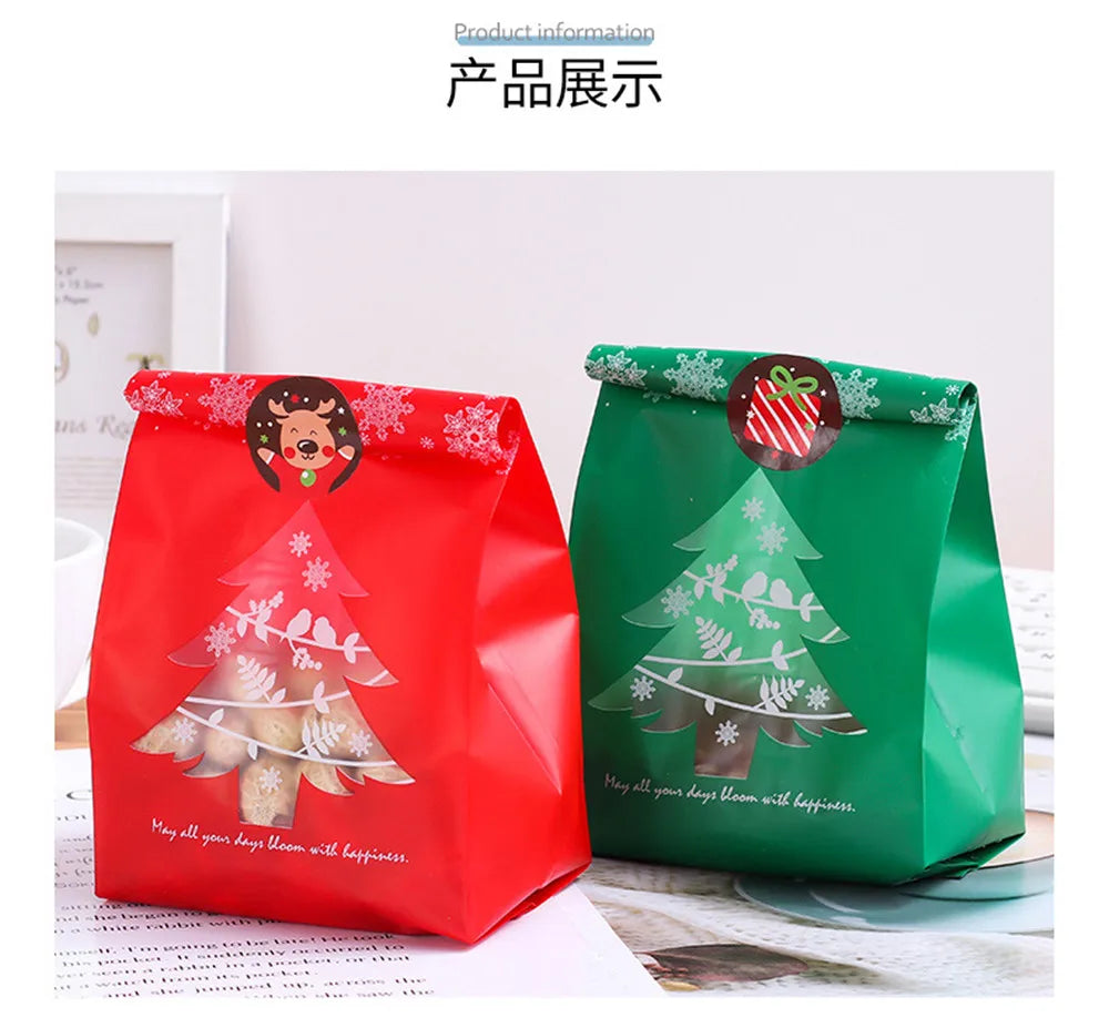 50/100pcs Snowflake Christmas Gift Bags – Festive Candy Boxes & Packaging for Xmas