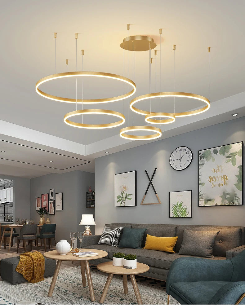 Elegant Circular LED Chandelier: Modern Lighting for Living Spaces