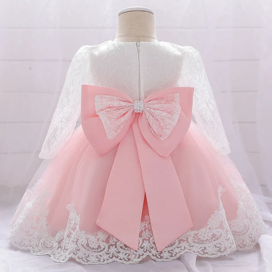 Baby Girl Princess Lace Party Dress with Bow