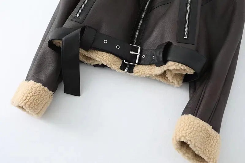 Thick Warm Moto Jacket – Faux Fur & Leather Streetwear