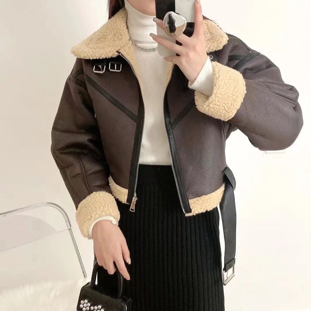 Thick Warm Moto Jacket – Faux Fur & Leather Streetwear