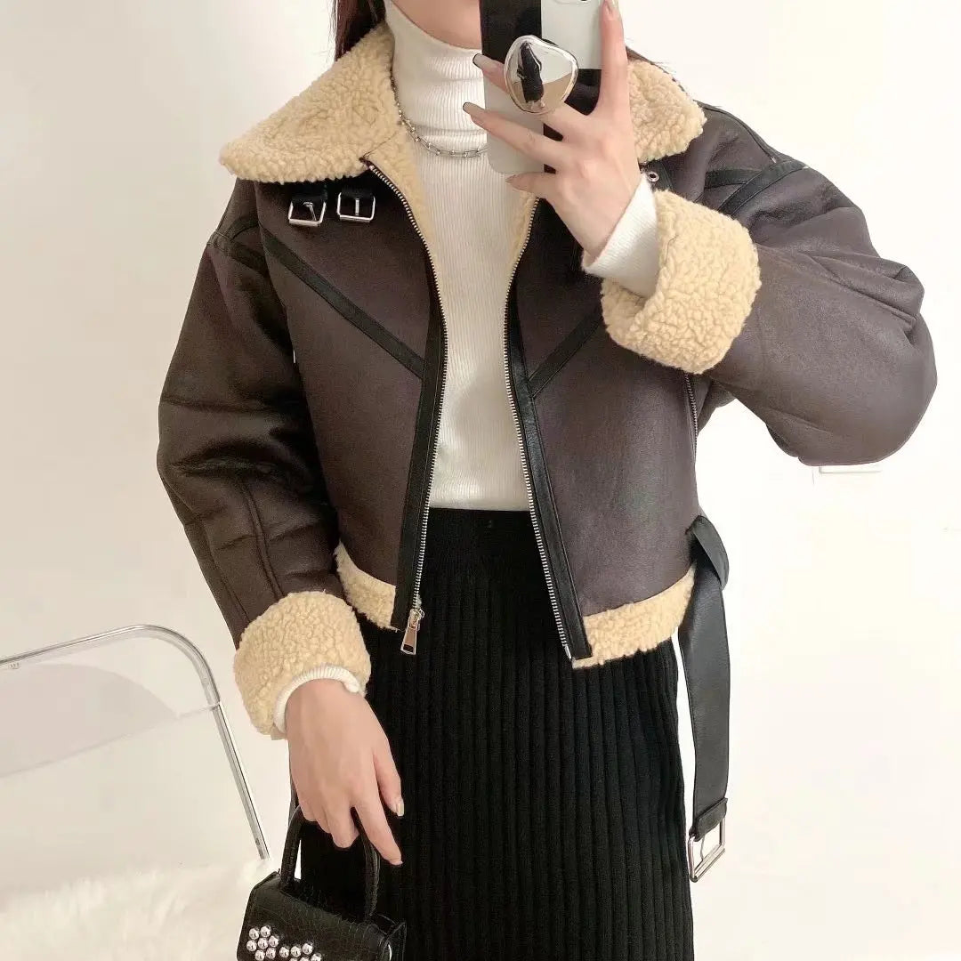 Thick Warm Moto Jacket – Faux Fur & Leather Streetwear