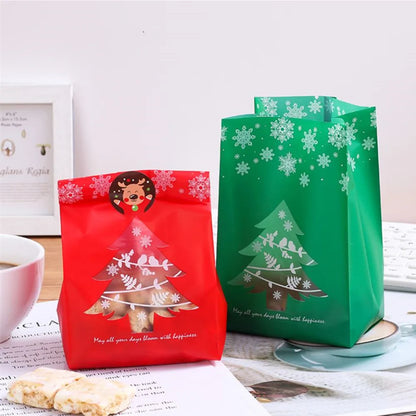 50/100pcs Snowflake Christmas Gift Bags – Festive Candy Boxes & Packaging for Xmas