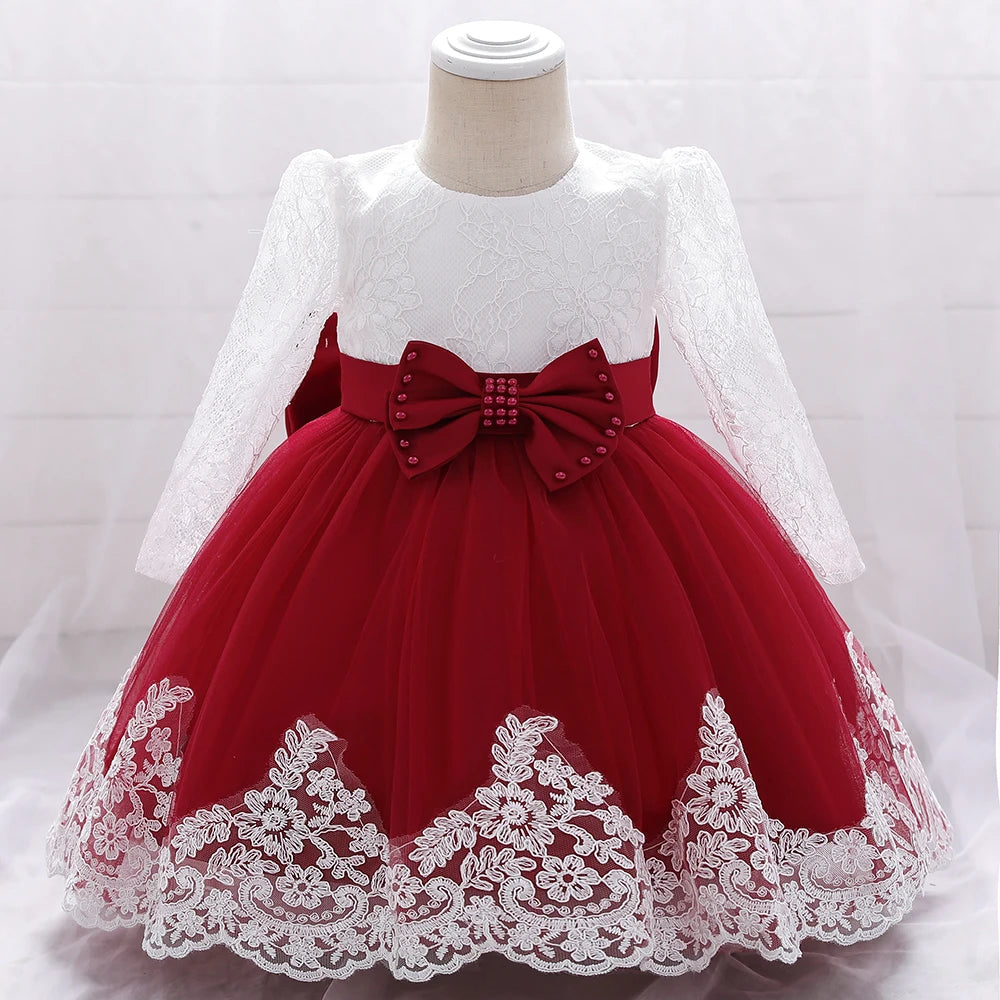 Baby Girl Princess Lace Party Dress with Bow