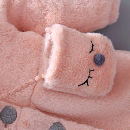 Girls’ Autumn/Winter Plush Hooded Jacket