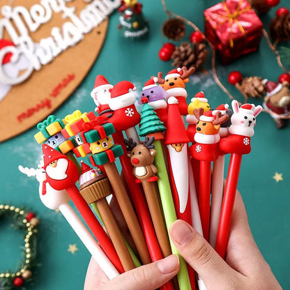 20Pcs Kawaii Christmas Gel Pens – Cute Santa, Snowman & Reindeer 0.5mm Black Ink