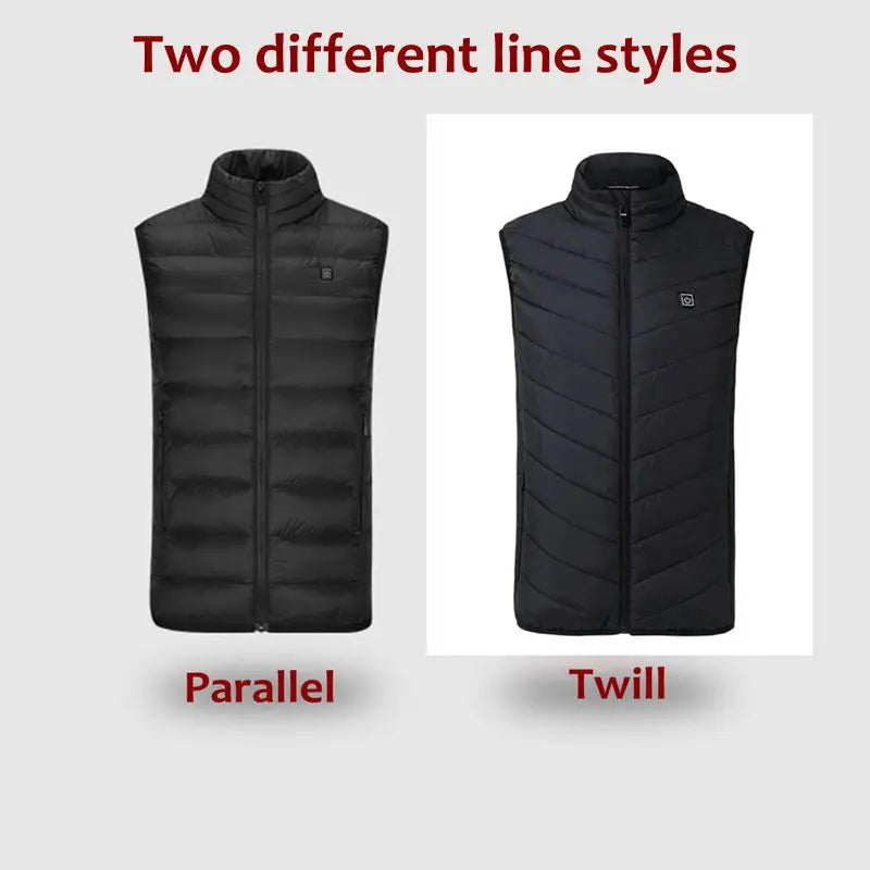 Men USB Infrared 17 Heating Areas Vest Jacket Men Winter Electric Heated Vest Waistcoat For Sports Hiking Oversized 5XL
