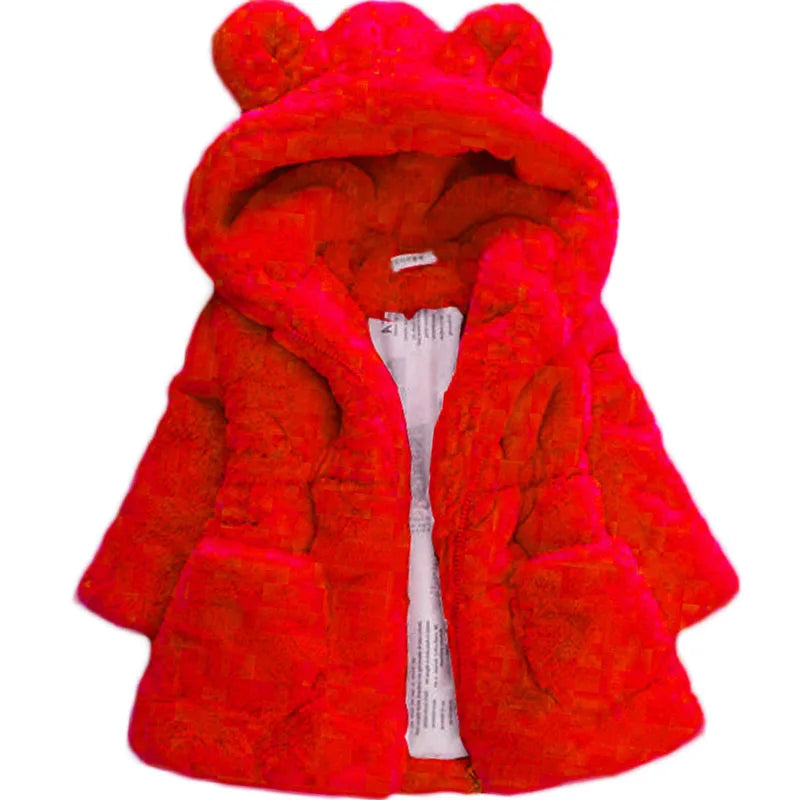 Thick Warm Infant Jacket – Leopard Print with Fur Collar