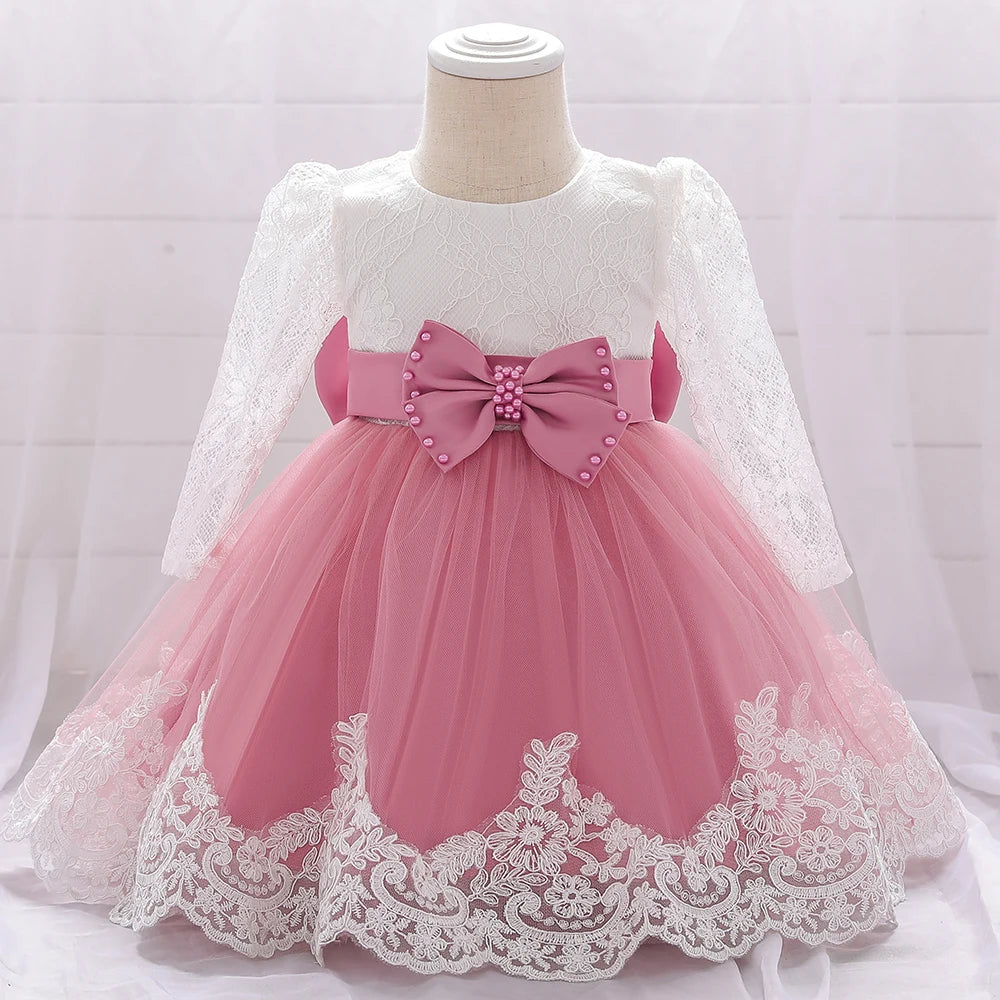 Baby Girl Princess Lace Party Dress with Bow