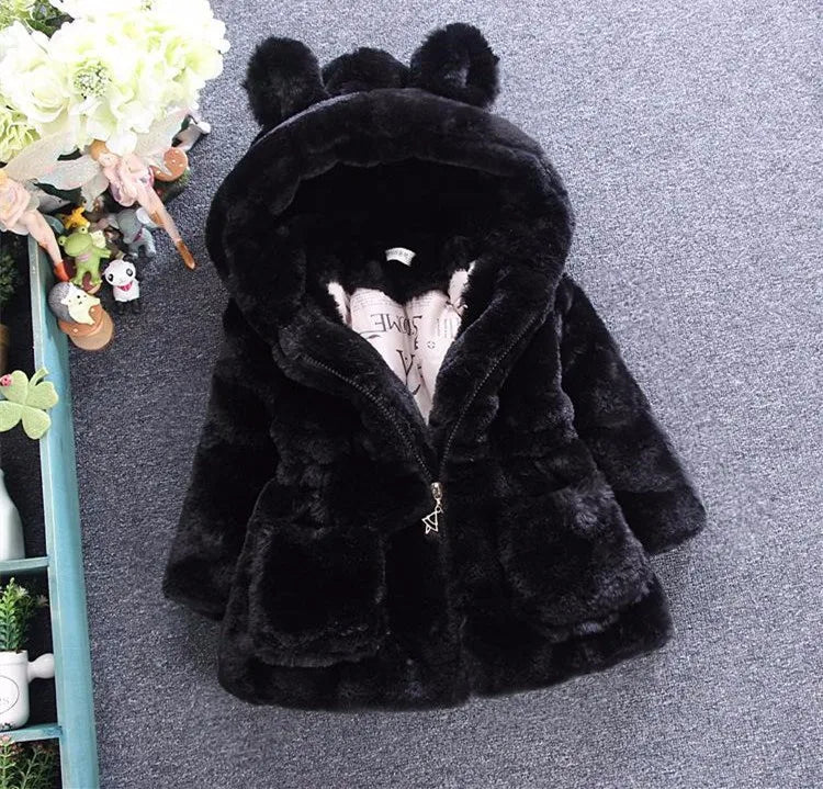 Thick Warm Infant Jacket – Leopard Print with Fur Collar