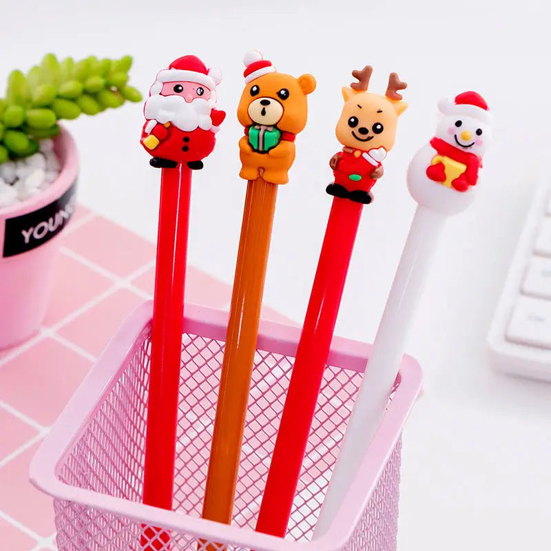 20Pcs Kawaii Christmas Gel Pens – Cute Santa, Snowman & Reindeer 0.5mm Black Ink