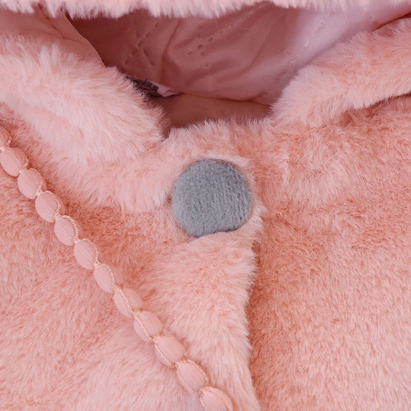 Girls’ Autumn/Winter Plush Hooded Jacket