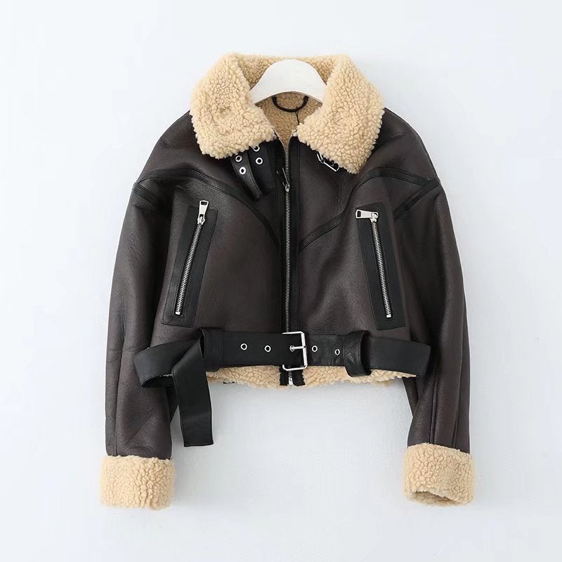 Thick Warm Moto Jacket – Faux Fur & Leather Streetwear