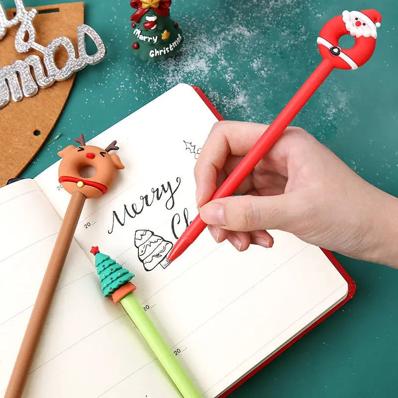 20Pcs Kawaii Christmas Gel Pens – Cute Santa, Snowman & Reindeer 0.5mm Black Ink