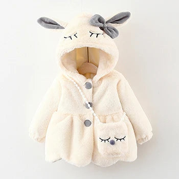 Girls’ Autumn/Winter Plush Hooded Jacket