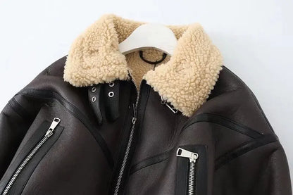 Thick Warm Moto Jacket – Faux Fur & Leather Streetwear