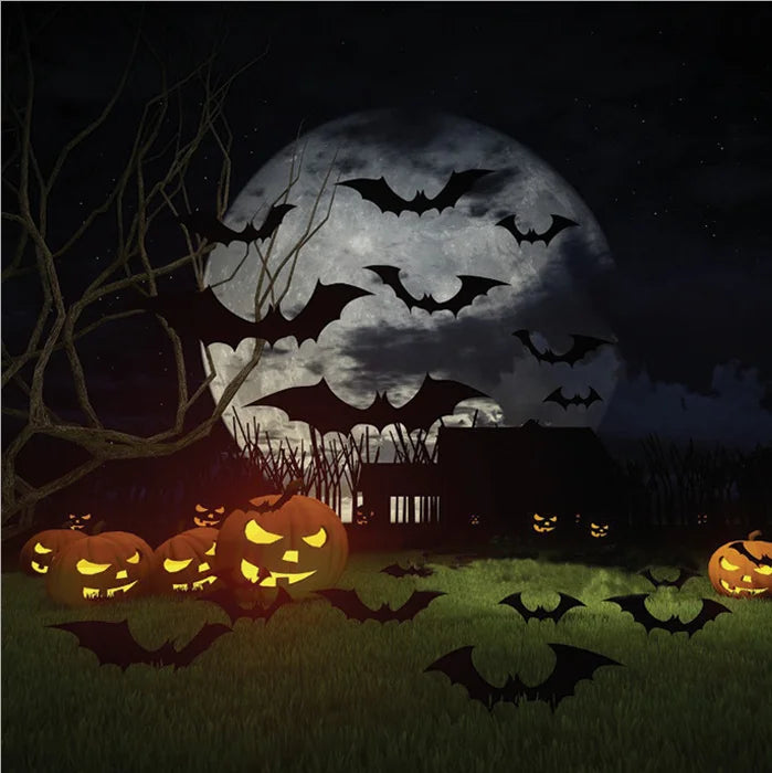 3D Black Bat Wall Stickers – Spooky DIY Decor for Halloween