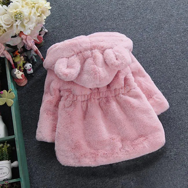 Thick Warm Infant Jacket – Leopard Print with Fur Collar