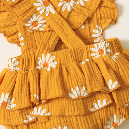 Cute Sunflower Baby Romper for Summer