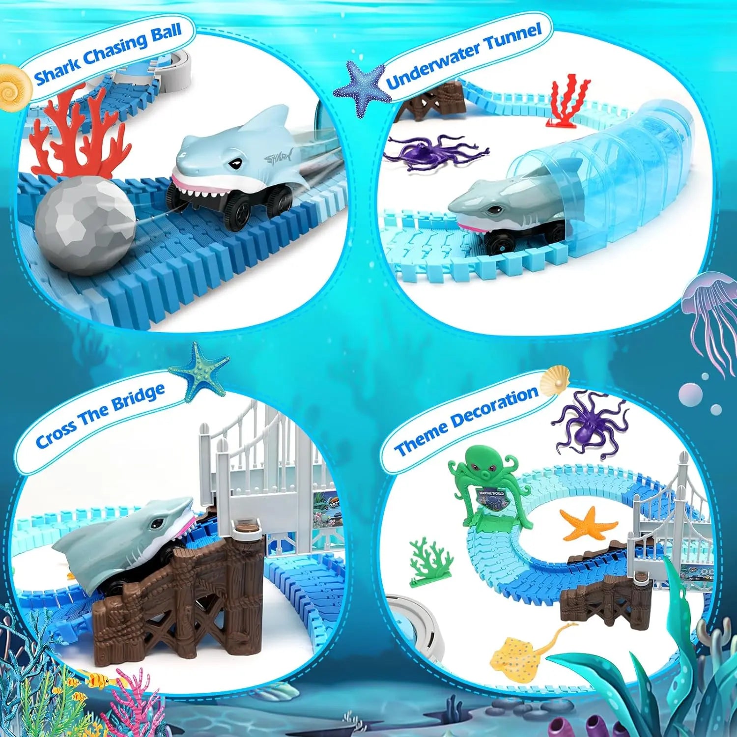 Kids’ Shark Race Car Track – Educational STEM Toy for Ages 3+