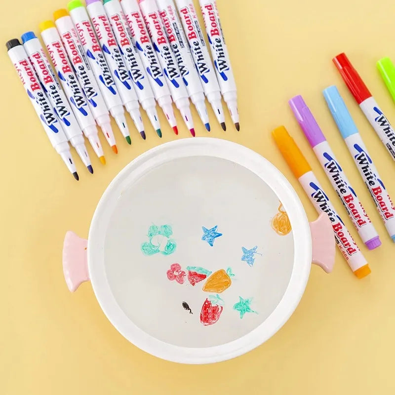 Magical Water Floating Markers – 8/12 Color Educational Painting Pens