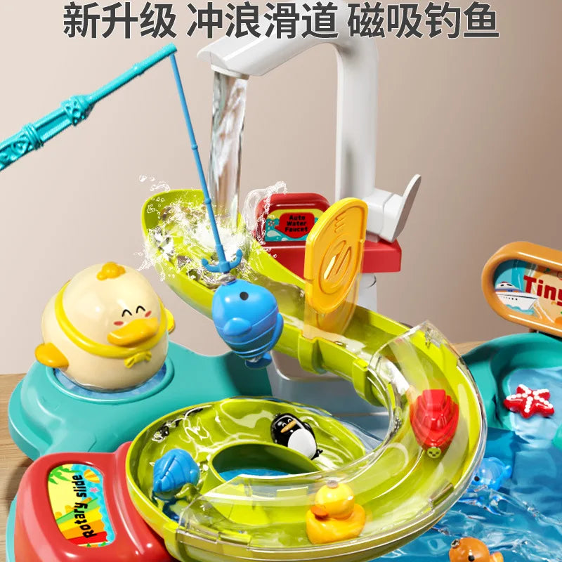 2-in-1 Dishwashing & Fishing Toy Set – Interactive Montessori Kitchen Play for Kids!