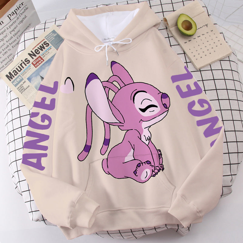 Stitch & Angel Hoodie: Cute & Cozy Cartoon Pullover