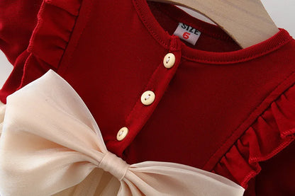 Baby Girl Short Sleeve Mesh Princess Dress