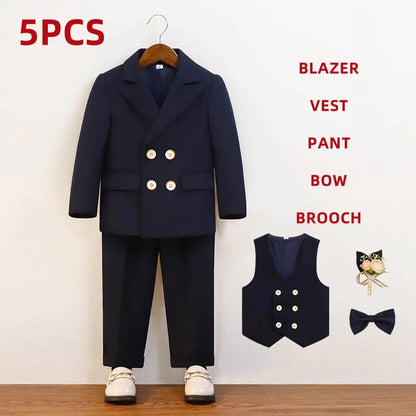 Elegant Boys’ Velvet Suit – British-Style Wedding & Party Outfit