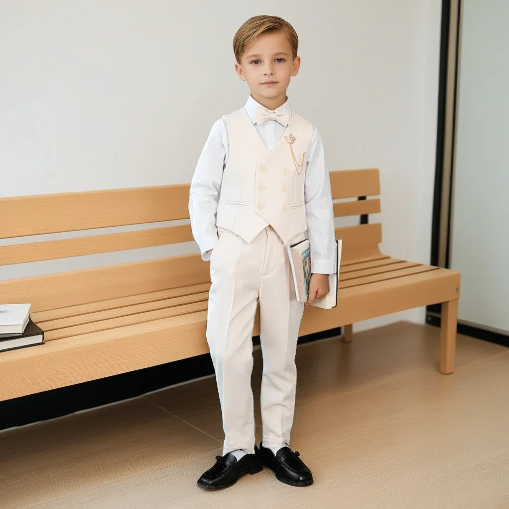 Children’s White Formal Outfit – Host & Evening Performance Suit
