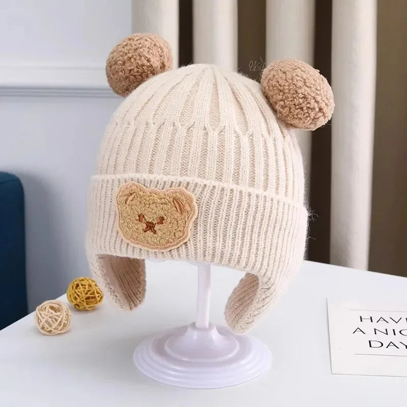 Baby Wool Hat – Cute Bear Ear Winter Knitted Cap