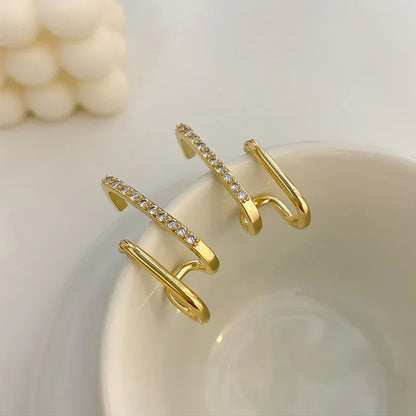 2024 New U-Shaped Gold Earrings with Crystals – Unique Korean Fashion for Women