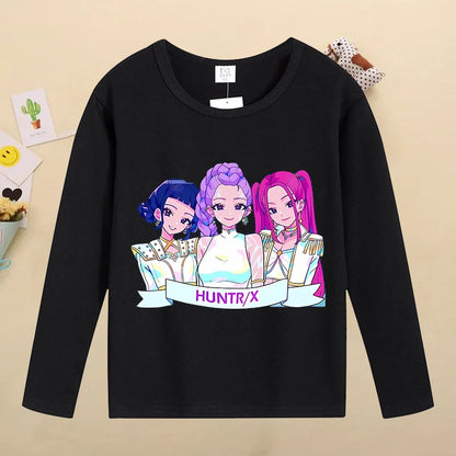 Kpop Demon Hunters Kids T-Shirt – Kawaii Cartoon Long Sleeve Top