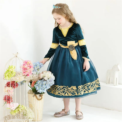 Girls’ Princess Cosplay Dress – Long Sleeve Halloween & Stage Outfit