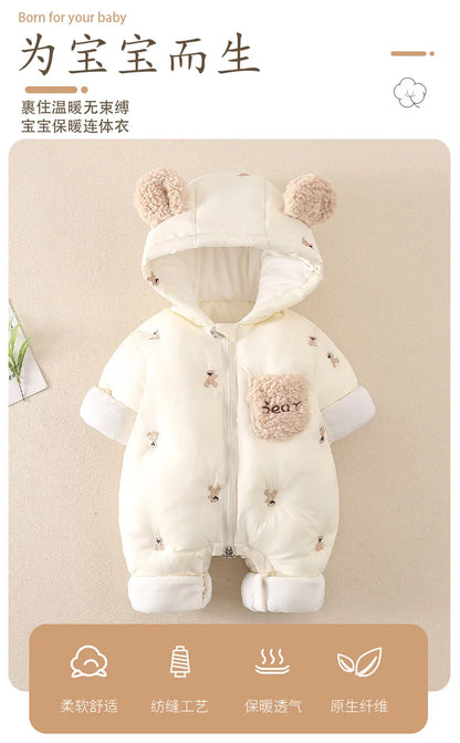 Thick Winter Baby Romper – Fleece & Hooded