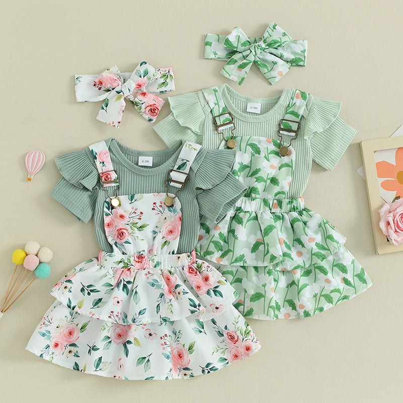 Sweet Baby Girl Summer Clothing Set 3Pcs