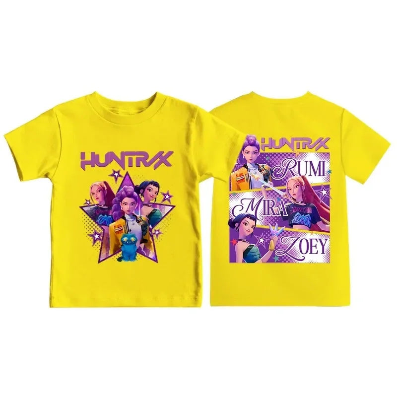 Cute Kpop Demon Hunters Shirt – Summer Short Sleeve for Boys & Girls