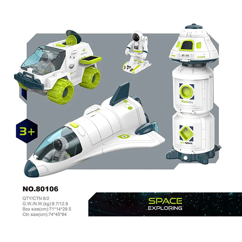 Space Model Toy Set – Light & Sound Shuttle, Rocket, and Station for Kids!