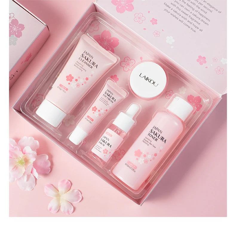 Sakura Glow: LAIKOU 5-Piece Skin Care Set for Radiant Skin