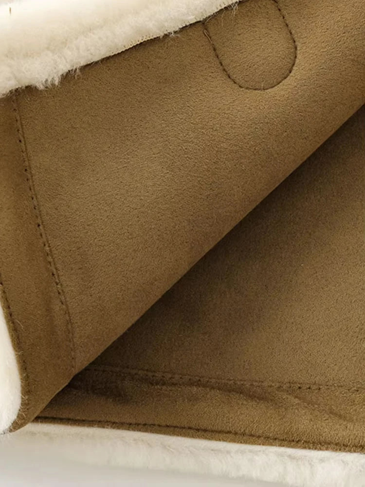 Elegant Faux Fur Outerwear – Long Sleeve Jacket