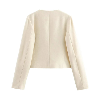 Elegant Cropped Jacket for Women – Perfect for Autumn & Winter