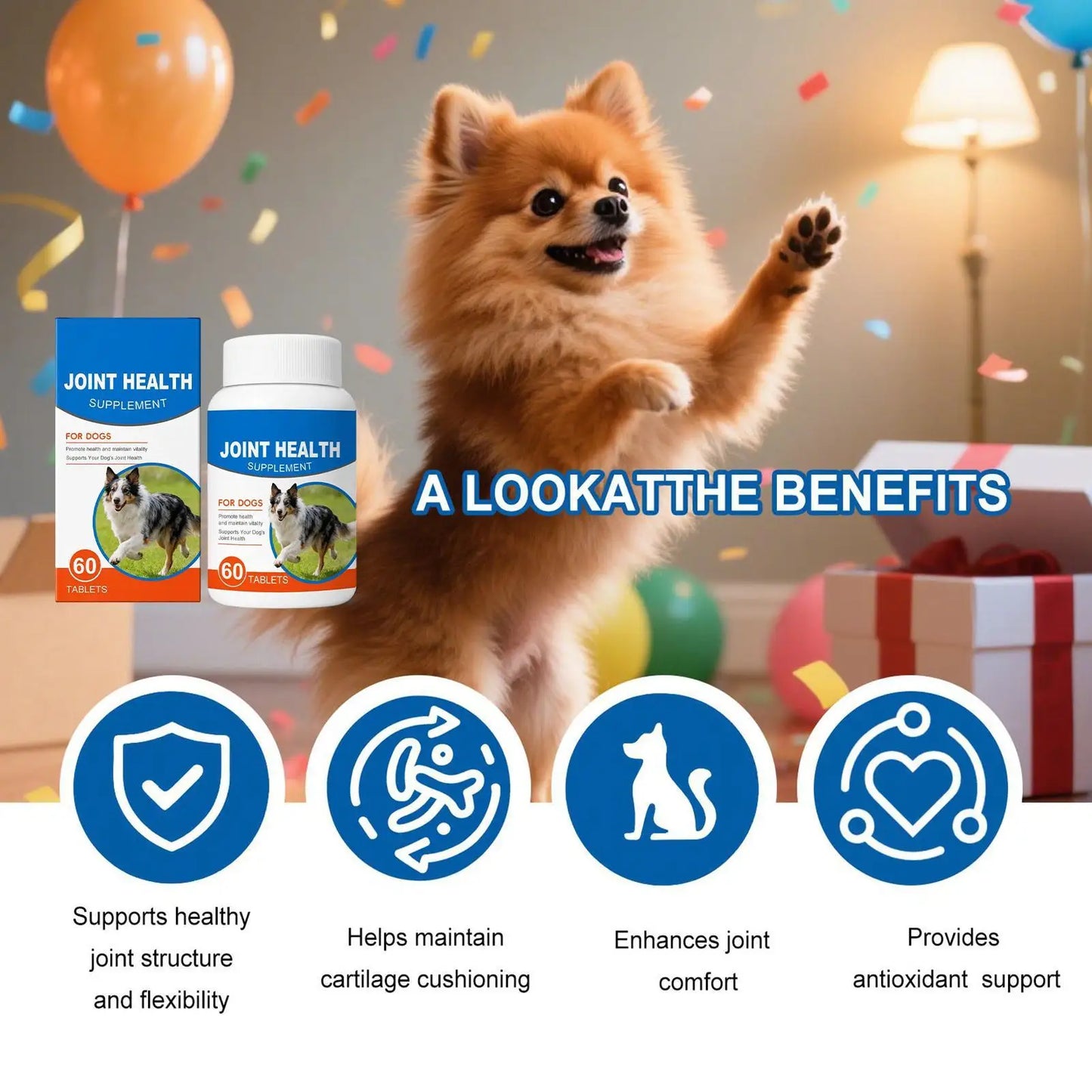 Joint Supplement for Large Dogs – 60 Natural Tablets for Daily Health & Senior Support