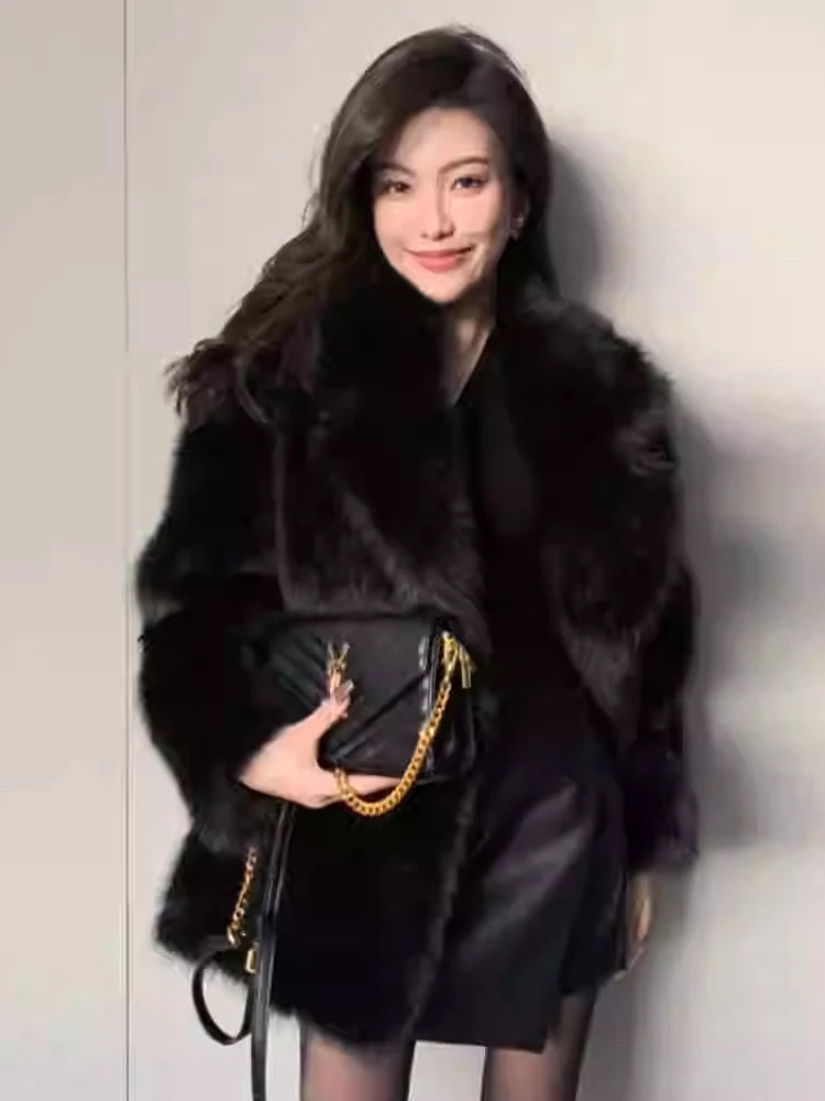 Luxury Fluffy Faux Fox Fur Jacket – Casual & Cozy