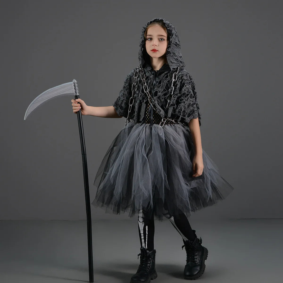 Girls Evil Halloween Outfit – Grim Reaper Carnival Costume