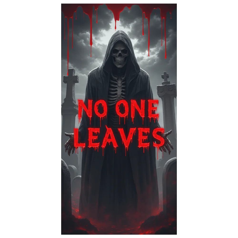 Halloween Door Banner – Scary Moon Night & Cemetery Scene